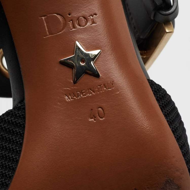 Pre Owned Dior Black Rubber And Fabric D-Dior Mule Sandals Size 40