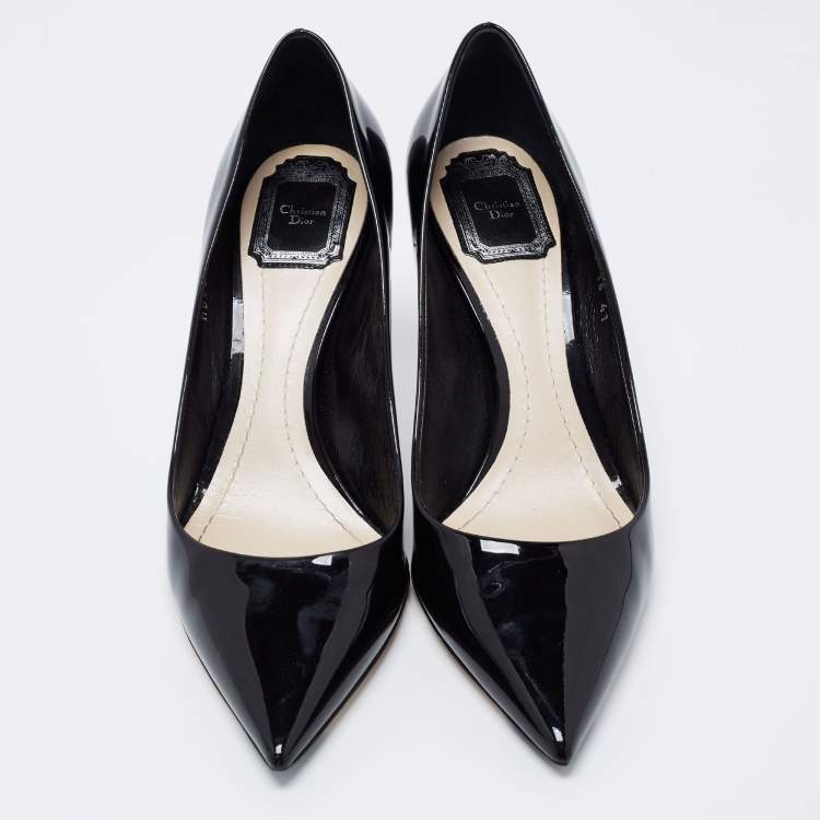 Pre Owned Dior Black Patent Leather Pointed Toe Pumps Size 41