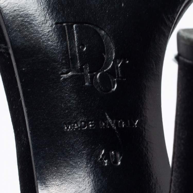 Pre Owned Dior Black Satin Open Toe Ankle Strap Sandals Size 40
