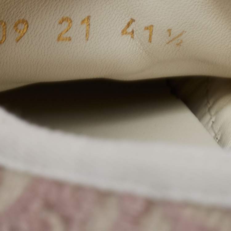 مملوكة مسبقًا Dior Pink/White Oblique Embroidered Fabric Walk'n'Dior Sneakers Size 41.5