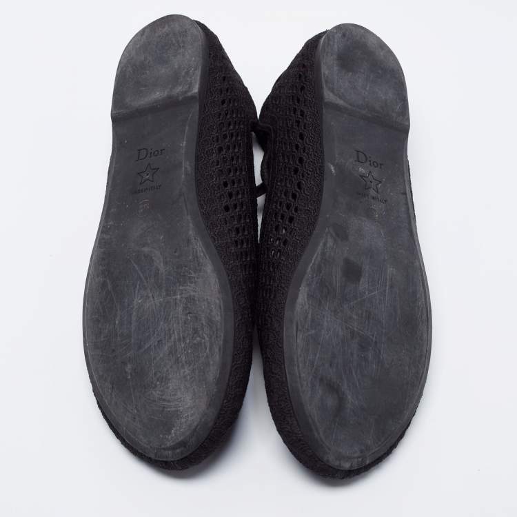 Pre Owned Dior Black Fabric Poeme Laced Ballerina Flats Size 38.5