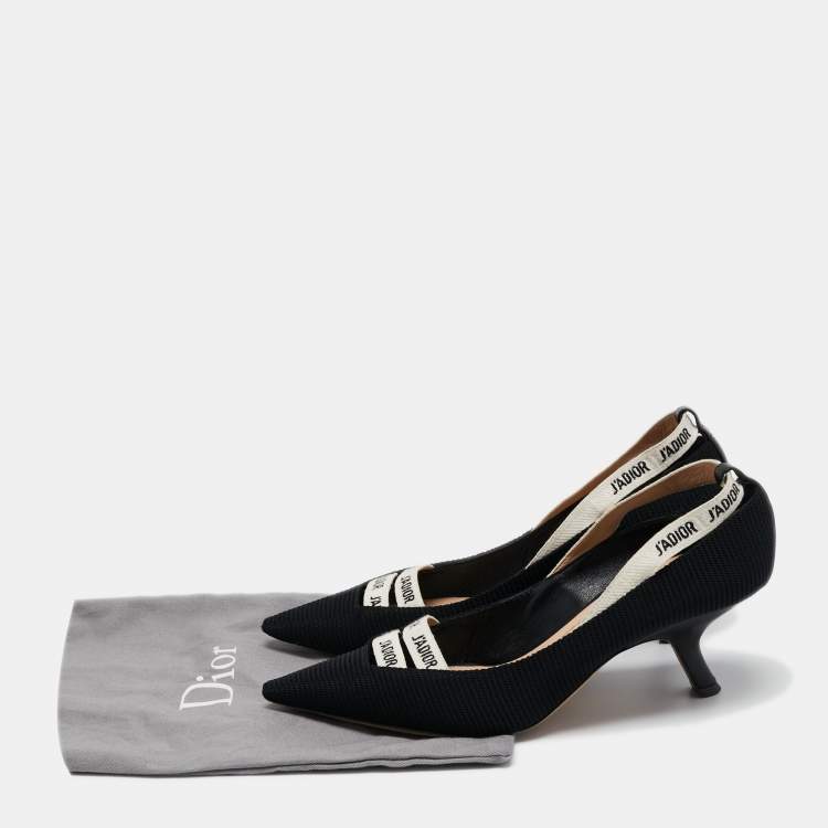 Pre Owned Christian Dior Black Technical Fabric J'adior Ribbon Pumps Size 38.5