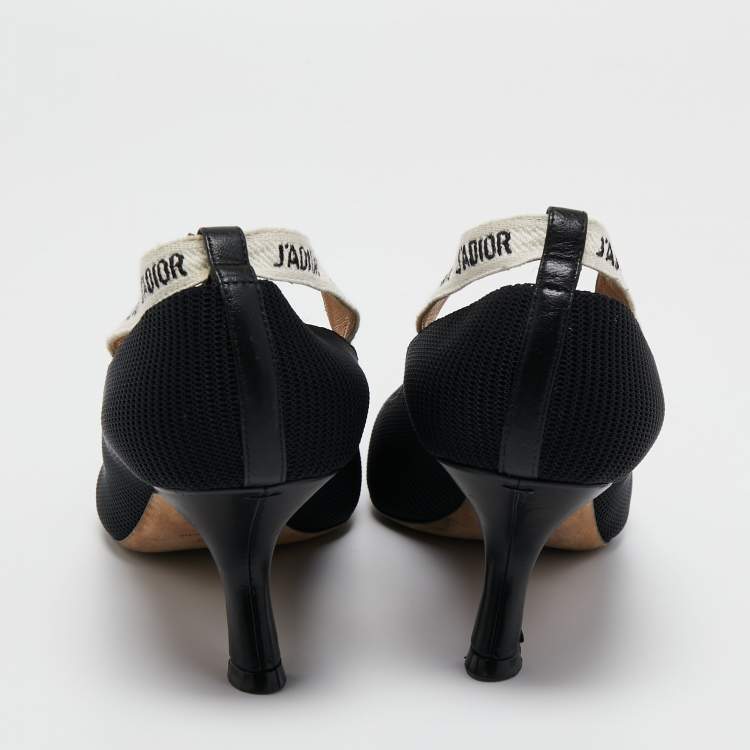 Pre Owned Christian Dior Black Technical Fabric J'adior Ribbon Pumps Size 38.5