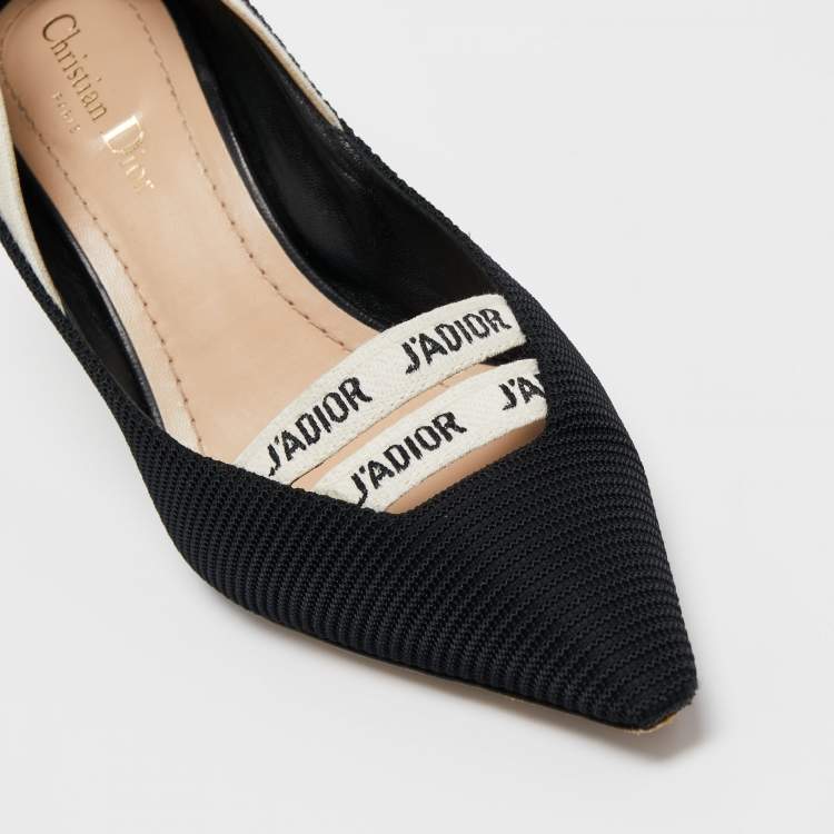 Pre Owned Christian Dior Black Technical Fabric J'adior Ribbon Pumps Size 38.5
