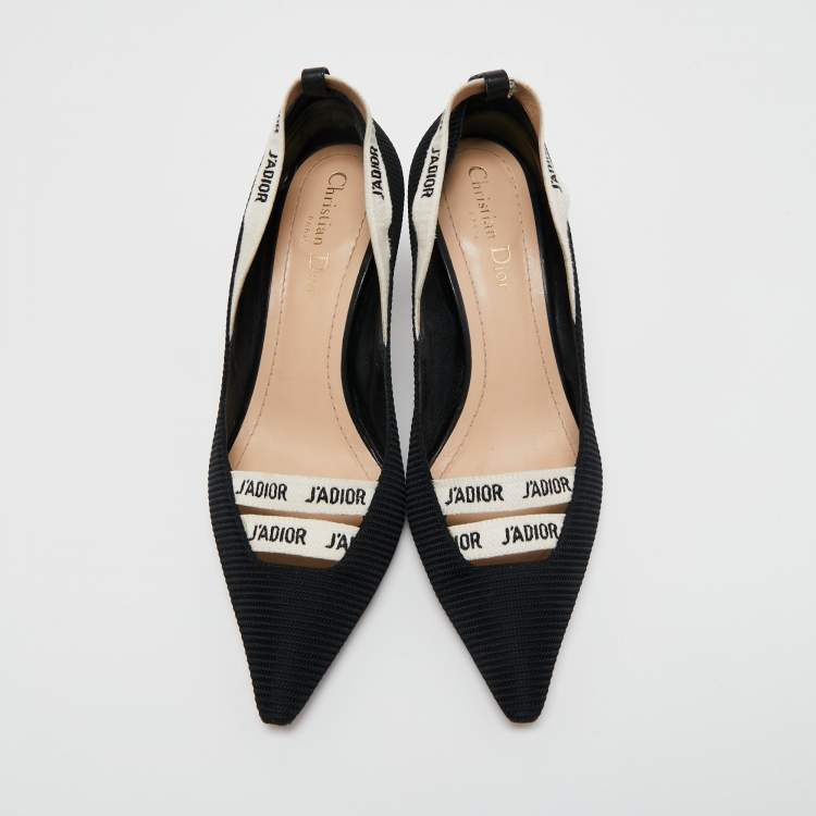 Pre Owned Christian Dior Black Technical Fabric J'adior Ribbon Pumps Size 38.5