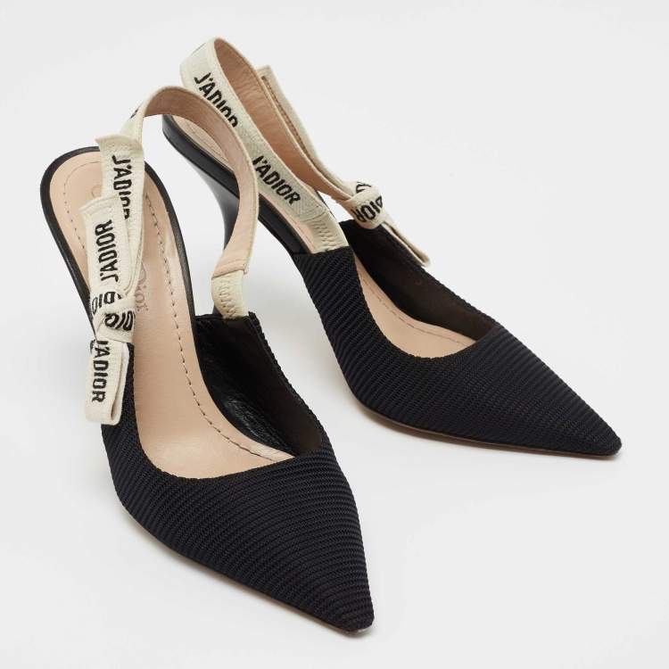 مملوكة مسبقًا Dior Black Technical Fabric J'adior Slingback Pumps Size 37