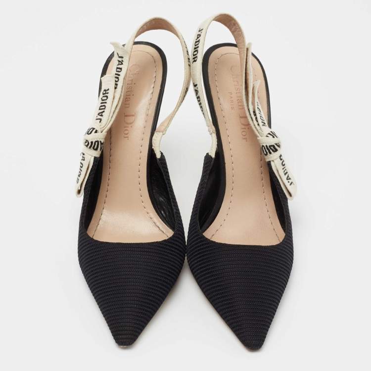 مملوكة مسبقًا Dior Black Technical Fabric J'adior Slingback Pumps Size 37