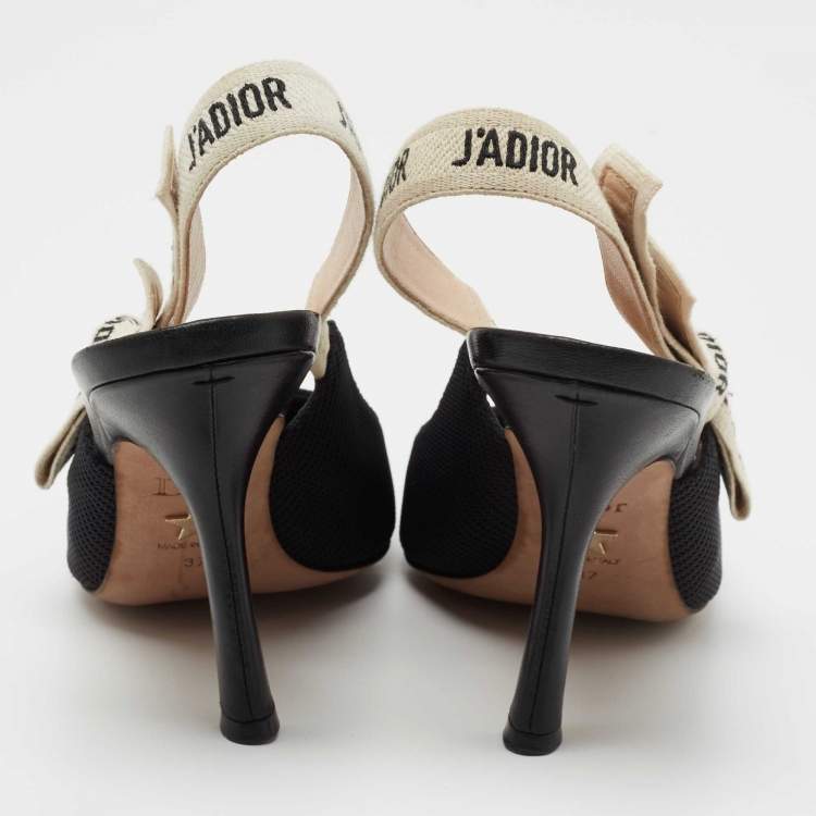 مملوكة مسبقًا Dior Black Technical Fabric J'adior Slingback Pumps Size 37
