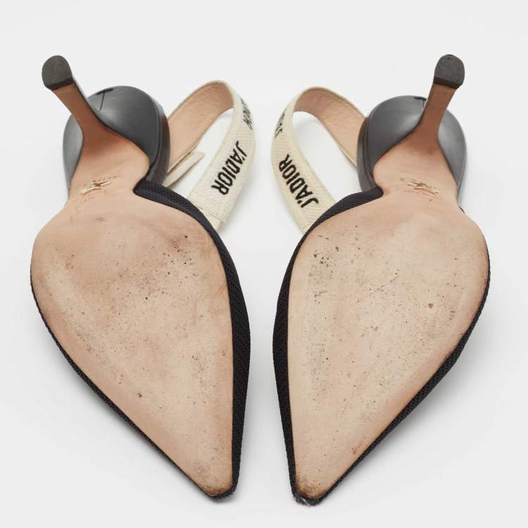 مملوكة مسبقًا Dior Black Technical Fabric J'adior Slingback Pumps Size 37