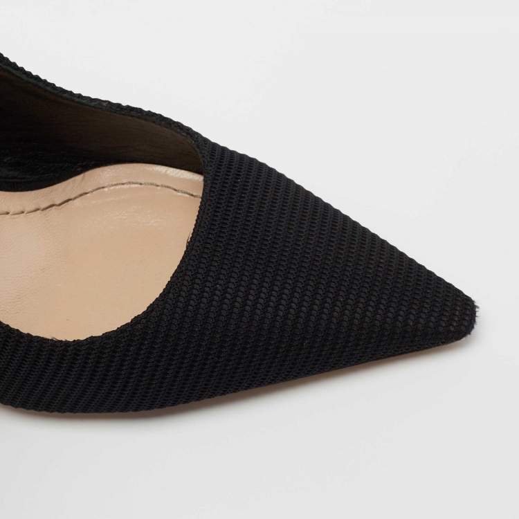 مملوكة مسبقًا Dior Black Technical Fabric J'adior Slingback Pumps Size 37