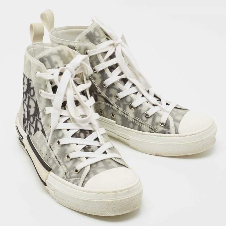 مملوكة مسبقًا Dior Green/White Mesh And Rubber B23  High Top Sneakers Size 39