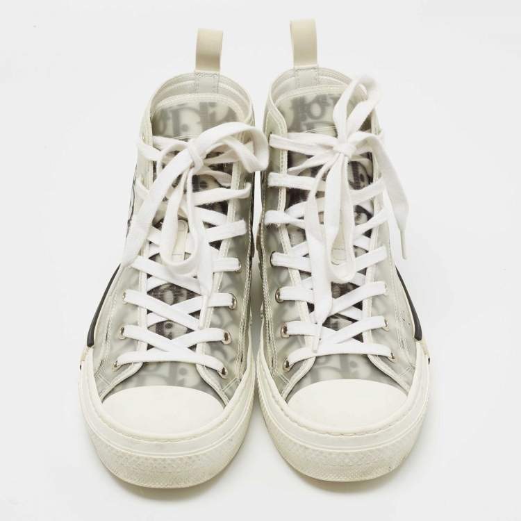 مملوكة مسبقًا Dior Green/White Mesh And Rubber B23  High Top Sneakers Size 39