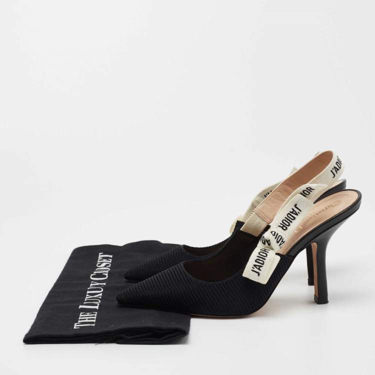 Pre Owned Dior  Black Canvas Jadior Slingback  Pumps Size 37