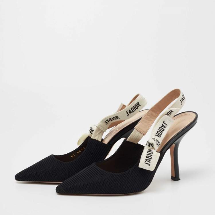 Pre Owned Dior  Black Canvas Jadior Slingback  Pumps Size 37