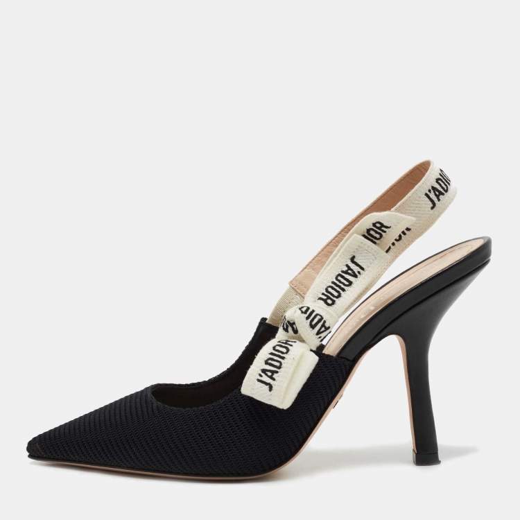 Pre Owned Dior  Black Canvas Jadior Slingback  Pumps Size 37
