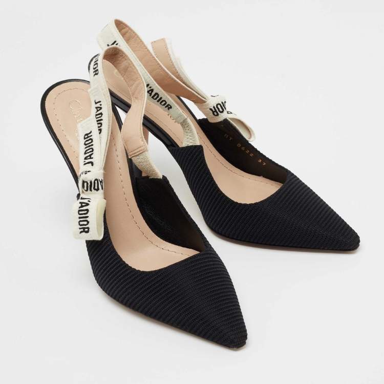 Pre Owned Dior  Black Canvas Jadior Slingback  Pumps Size 37