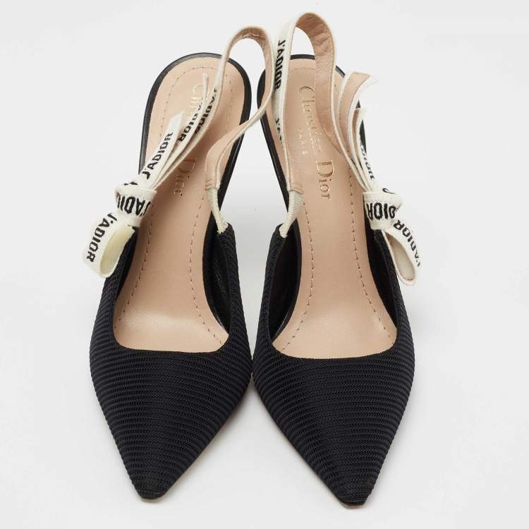 Pre Owned Dior  Black Canvas Jadior Slingback  Pumps Size 37