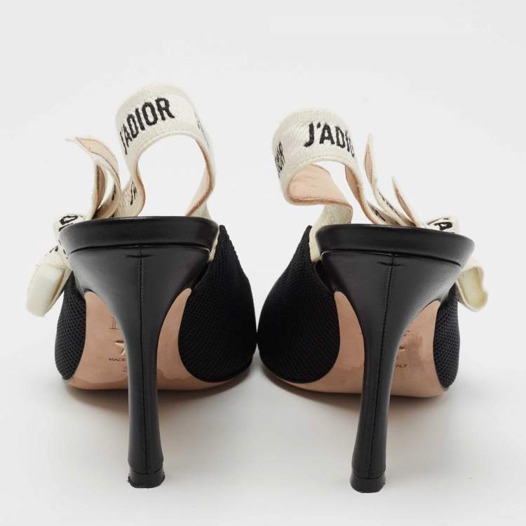 Pre Owned Dior  Black Canvas Jadior Slingback  Pumps Size 37