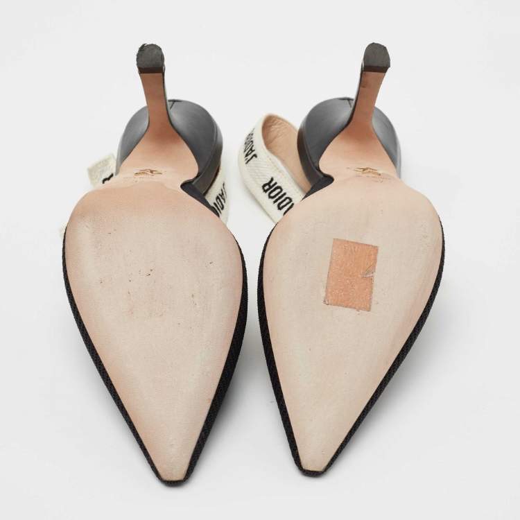 Pre Owned Dior  Black Canvas Jadior Slingback  Pumps Size 37