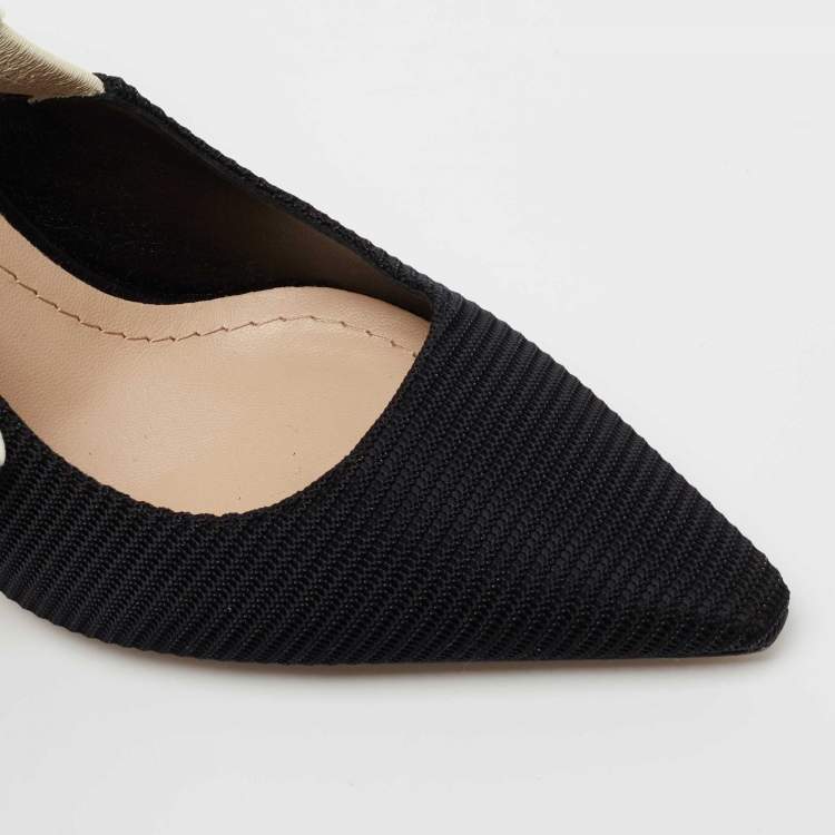 Pre Owned Dior  Black Canvas Jadior Slingback  Pumps Size 37