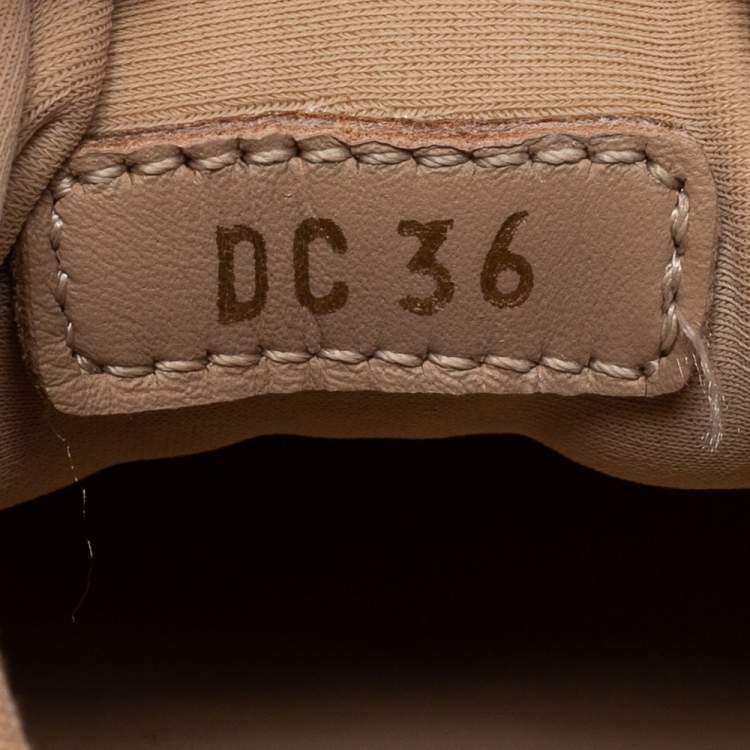 مملوكة مسبقًا Dior Beige Rubber and Fabric D-Connect Sneakers Size 36