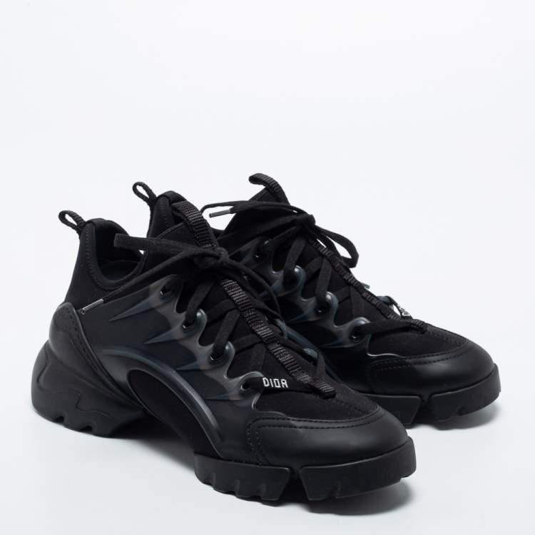 مملوكة مسبقًا Dior Black Rubber and Fabric D-Connect Sneakers Size 36