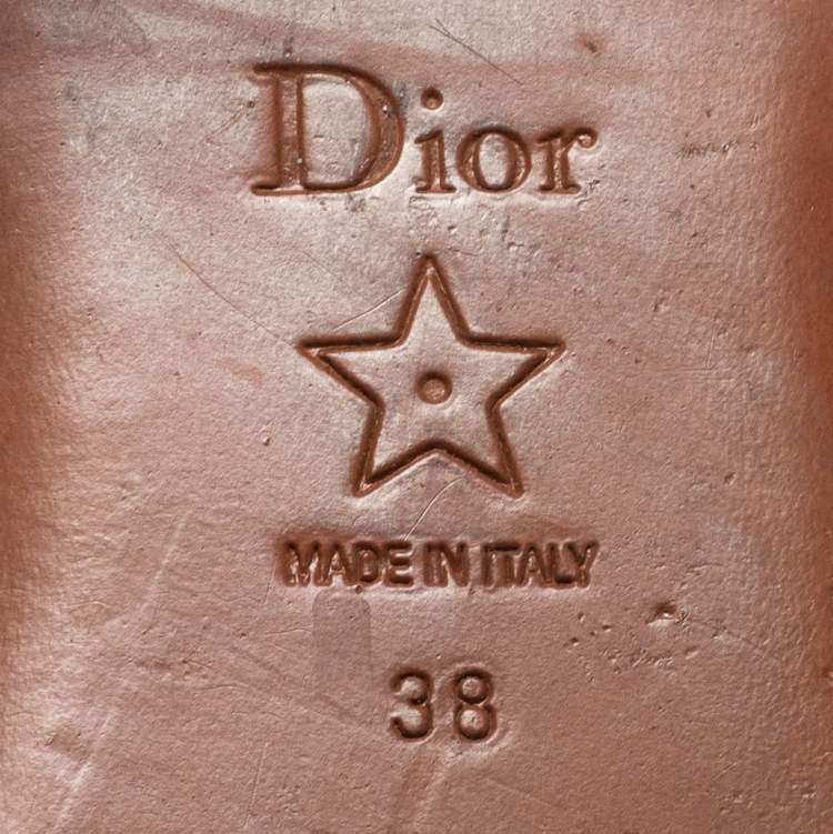 Pre Owned Dior Green Leather 30 Montaigne Flat Slides Size 38