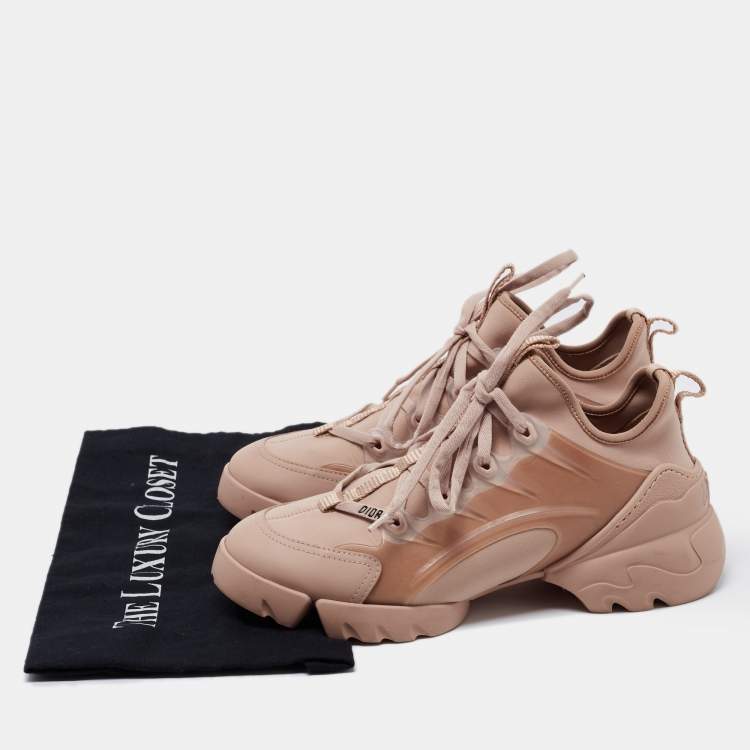 مملوكة مسبقًا Dior Nude Pink Neoprene, Leather and Rubber D-Connect Sneakers Size 38