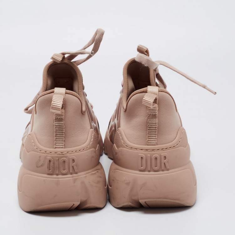مملوكة مسبقًا Dior Nude Pink Neoprene, Leather and Rubber D-Connect Sneakers Size 38