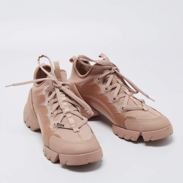 مملوكة مسبقًا Dior Nude Pink Neoprene, Leather and Rubber D-Connect Sneakers Size 38