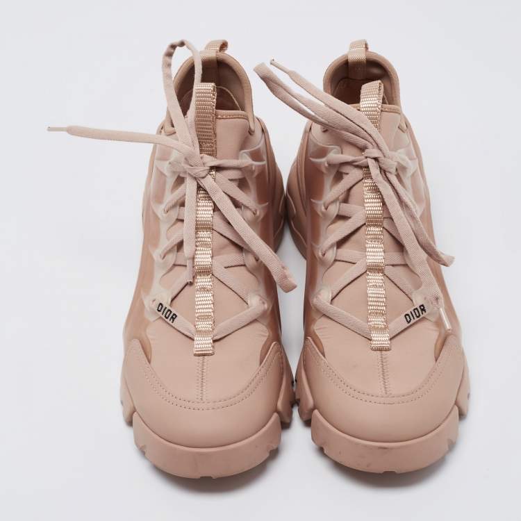 مملوكة مسبقًا Dior Nude Pink Neoprene, Leather and Rubber D-Connect Sneakers Size 38