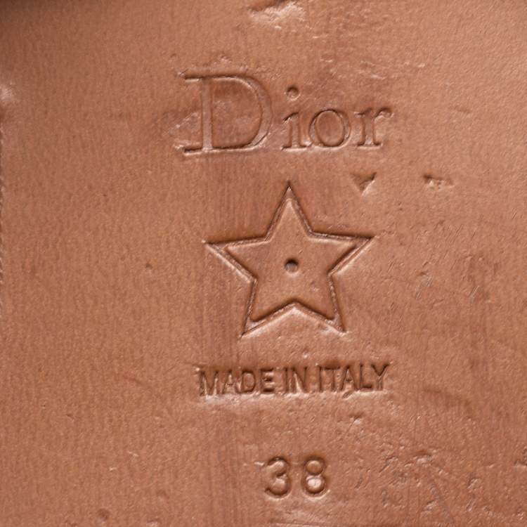 Pre Owned Christian Dior Tan Leather Dior Evolution Flat Slides Size 38
