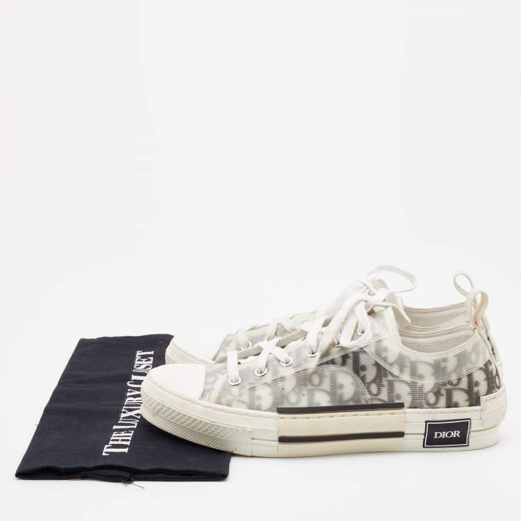 Pre Owned Dior White/Grey Oblique Mesh and Rubber B23 Low Top Sneakers Size 41