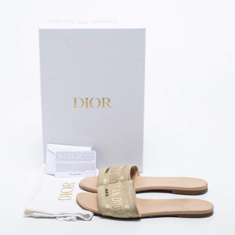 Pre Owned Dior Beige Canvas Dway Flat Sandals Size 38 