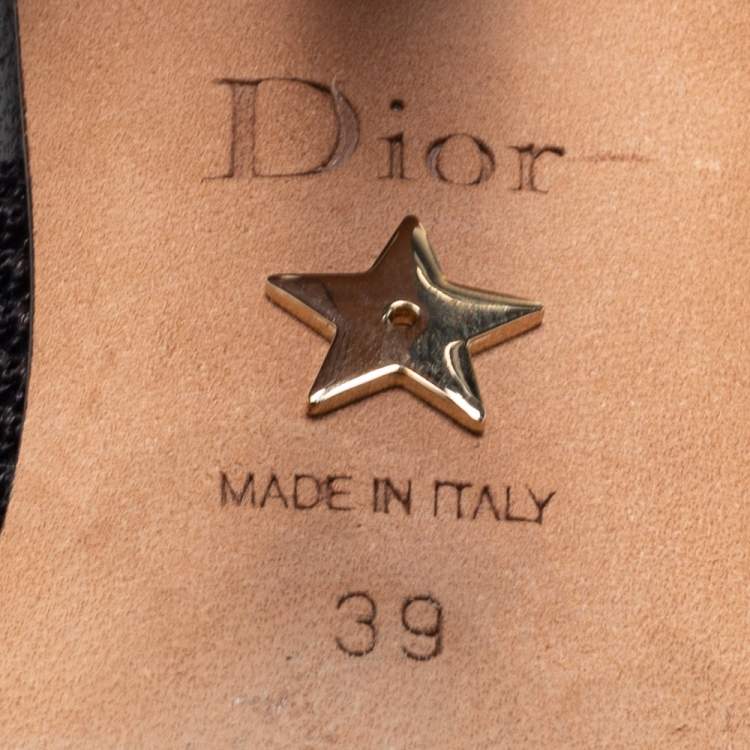 Pre Owned Dior  Black Knit Fabric Jadior Slingback Pumps Size 39