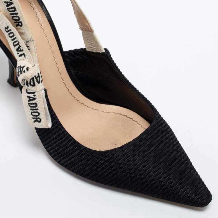 Pre Owned Dior  Black Knit Fabric Jadior Slingback Pumps Size 39