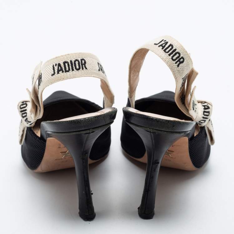 Pre Owned Dior  Black Knit Fabric Jadior Slingback Pumps Size 39