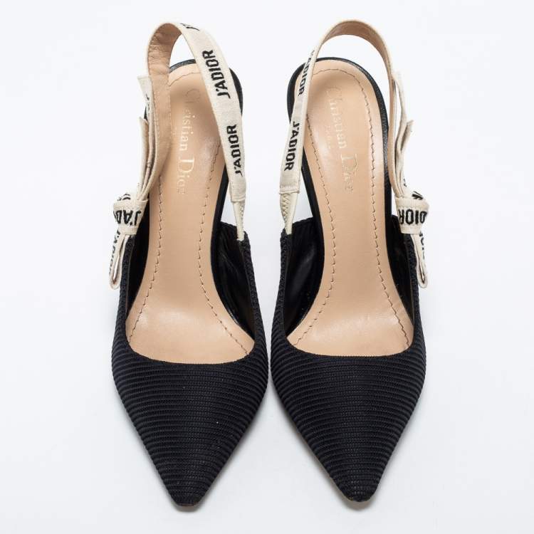 Pre Owned Dior  Black Knit Fabric Jadior Slingback Pumps Size 39