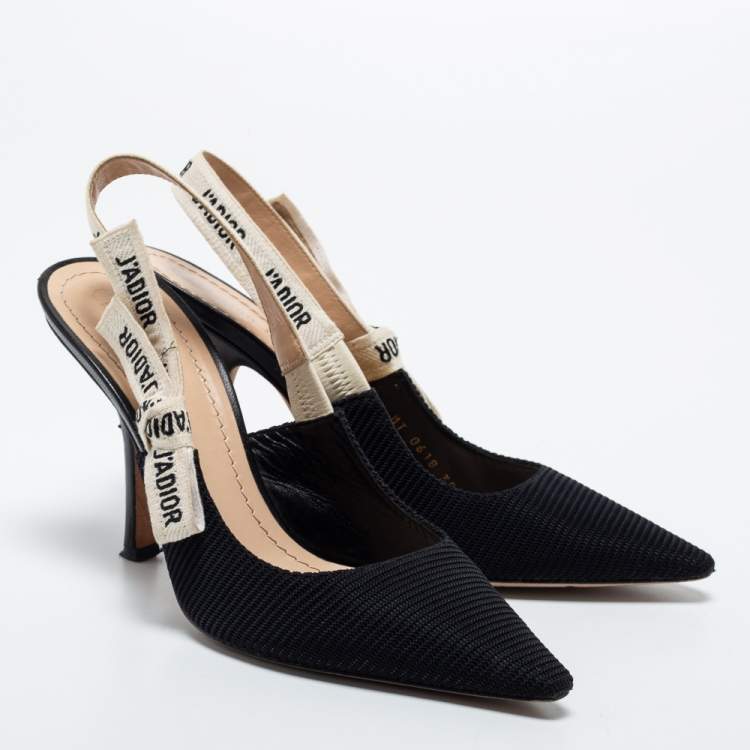 Pre Owned Dior  Black Knit Fabric Jadior Slingback Pumps Size 39
