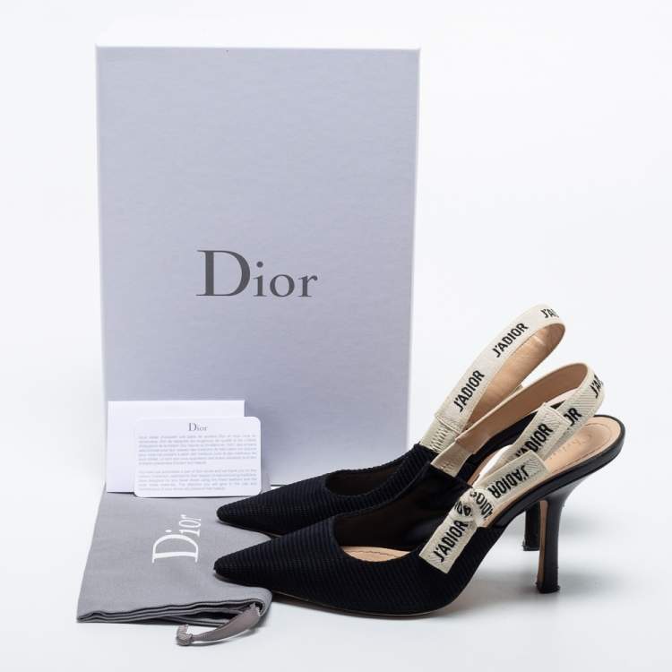 Pre Owned Dior  Black Knit Fabric Jadior Slingback Pumps Size 39
