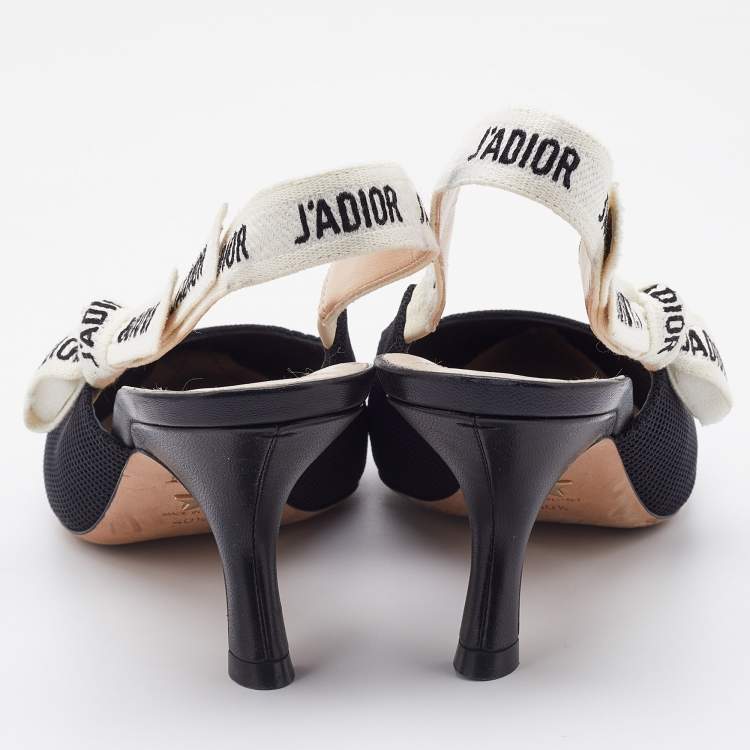 Pre Owned Dior Black Technical Fabric J'adior Slingback Pumps Size 40.5
