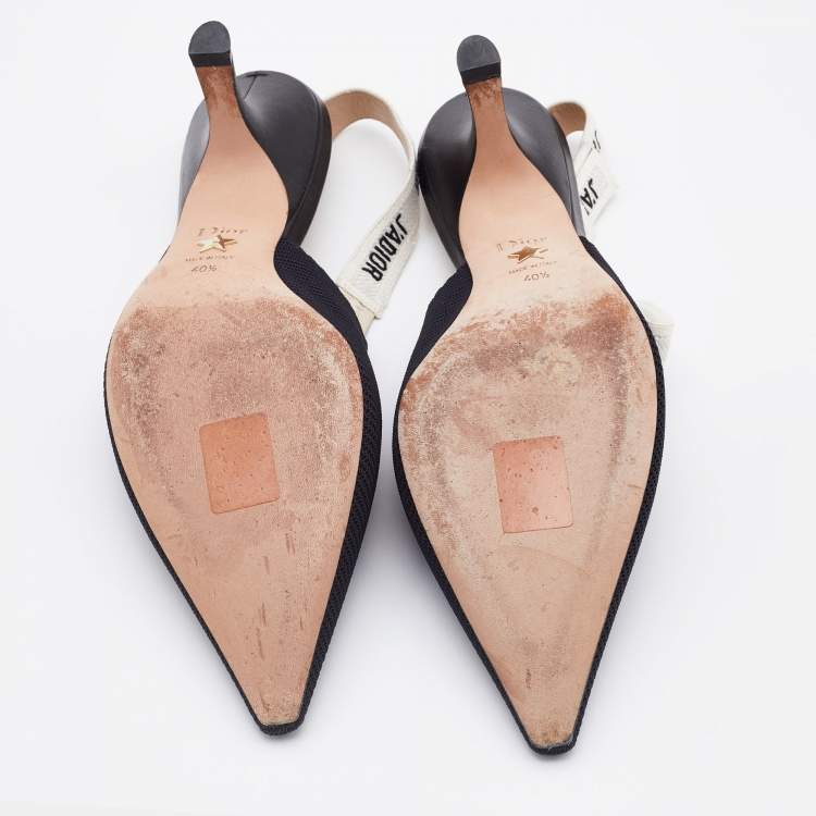 Pre Owned Dior Black Technical Fabric J'adior Slingback Pumps Size 40.5