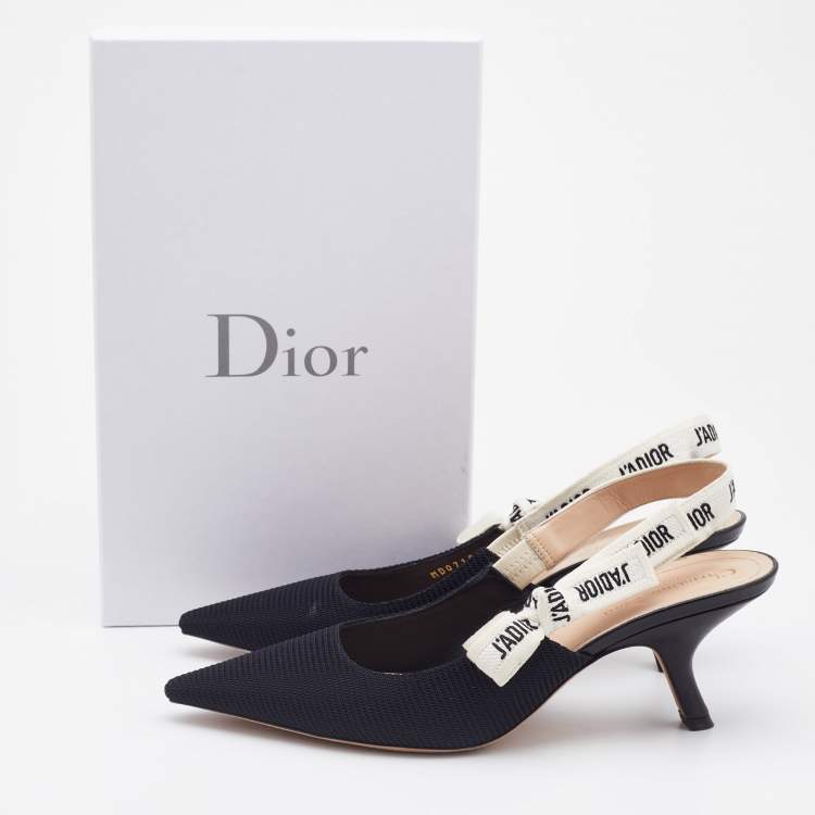 Pre Owned Dior Black Technical Fabric J'adior Slingback Pumps Size 40.5