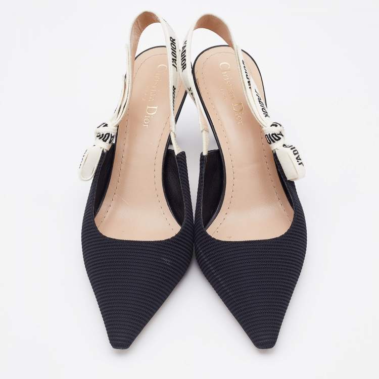 Pre Owned Dior Black Technical Fabric J'adior Slingback Pumps Size 40.5