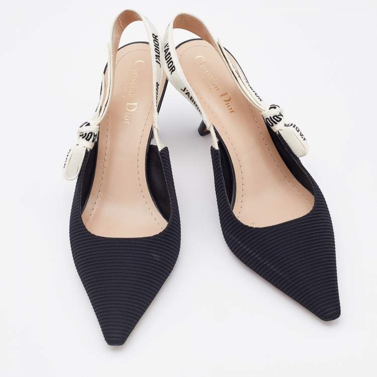 Pre Owned Dior Black Technical Fabric J'adior Slingback Pumps Size 40.5