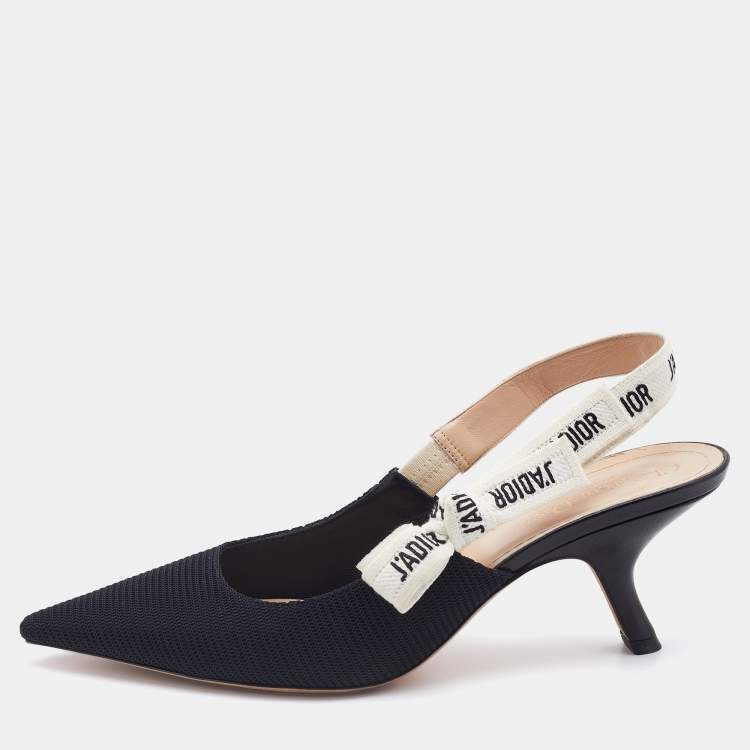 Pre Owned Dior Black Technical Fabric J'adior Slingback Pumps Size 40.5