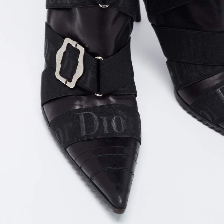 Pre Owned Dior Black Leather Knee Length Boots Size 39