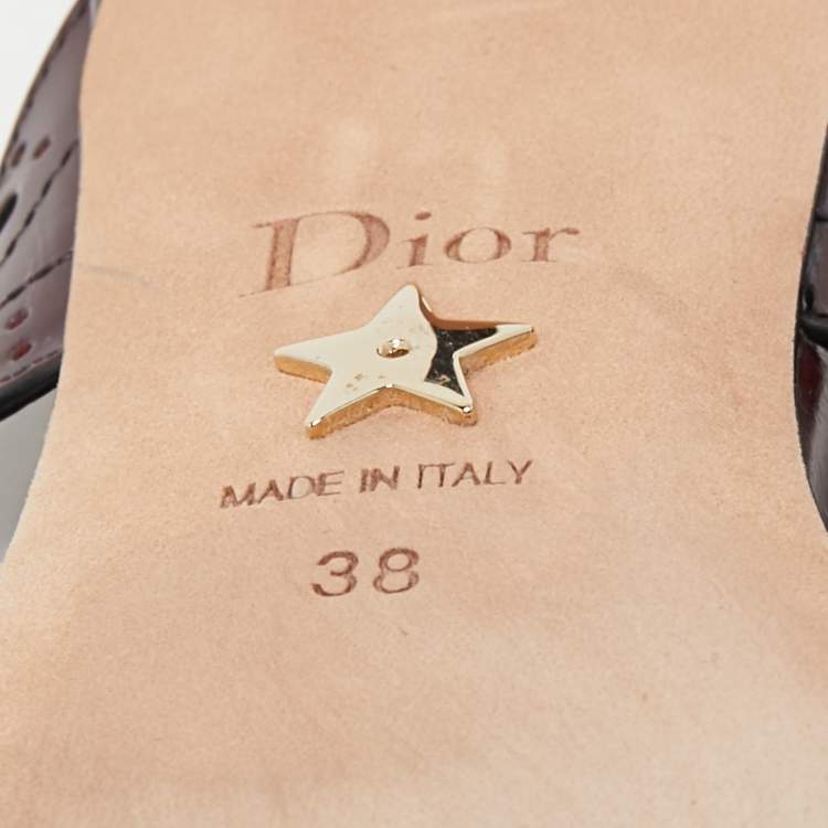 Pre Owned Dior Burgundy Leather Pointed Toe Sandals Size 38