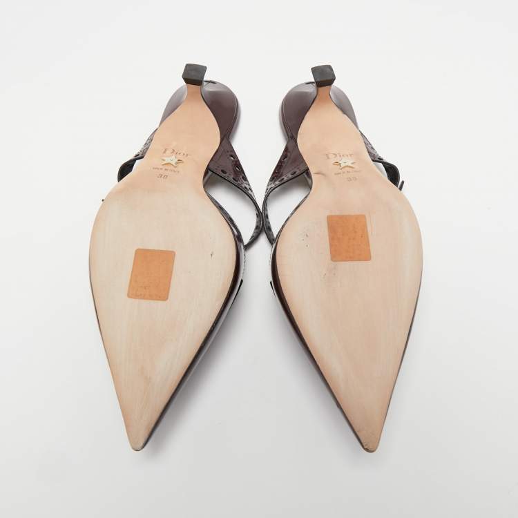 Pre Owned Dior Burgundy Leather Pointed Toe Sandals Size 38