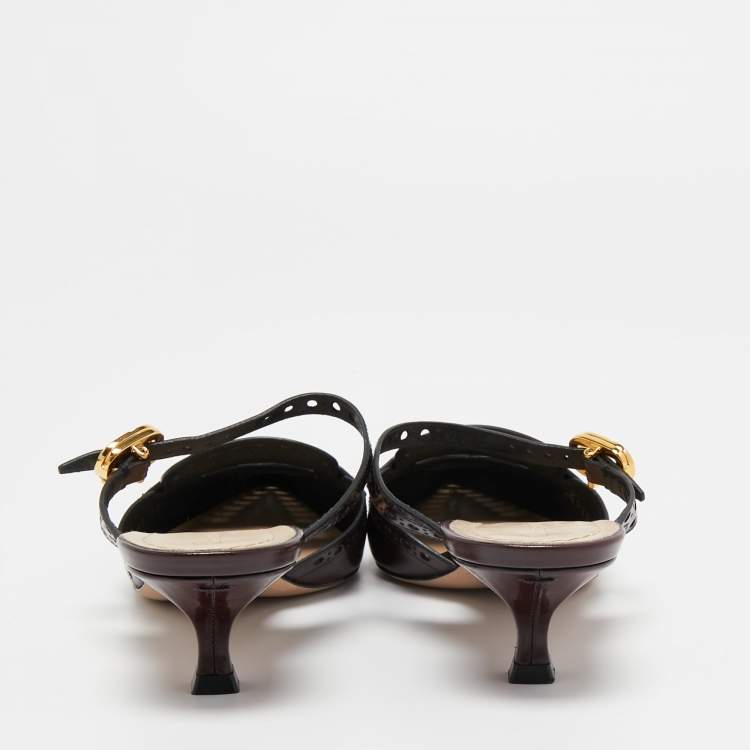 Pre Owned Dior Burgundy Leather Pointed Toe Sandals Size 38